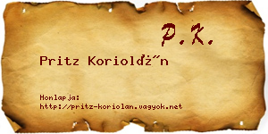 Pritz Koriolán névjegykártya